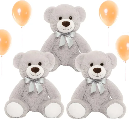 Miniatura 15 de 3 piezas de oso de peluche de 13.5 pulgadas, suave, de peluche, a granel, lindos juguetes de peluche para niños, baby shower, cumpleaños