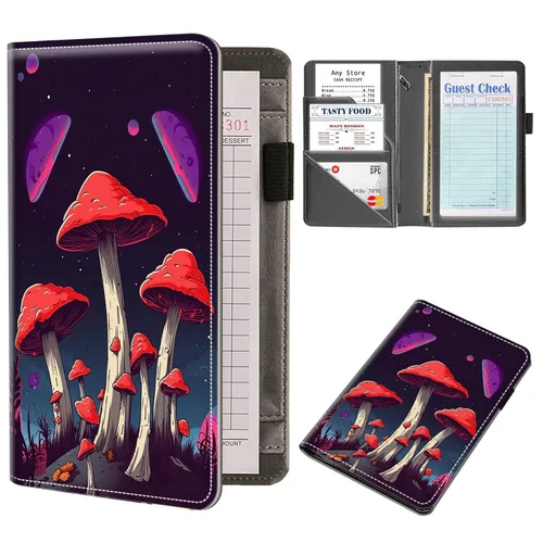 Miniatura 33 de Organizador de libros de servidor, libros de servidor de teñido anudado para camarera, organizador de libro de camarero de piel sintética