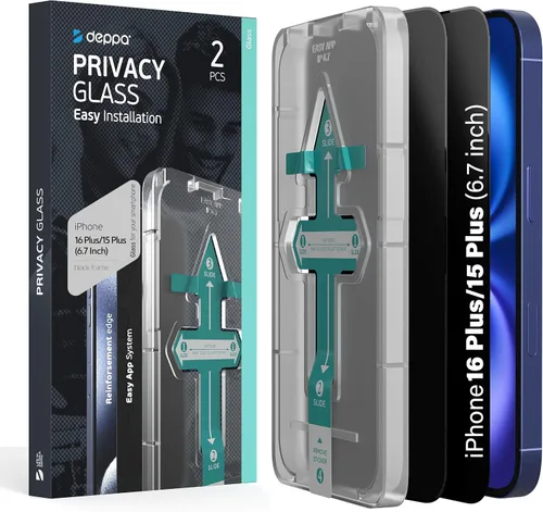 Miniatura 11 de Deppa Protector de pantalla de privacidad premium para iPhone 15 Pro (6.1 pies), vidrio templado de borde a borde, cubierta completa con bandeja