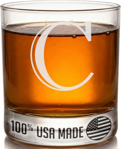 Miniatura 50 de Monograma grabado de cristal de whisky Rocks de 11 onzas (letra S), regalos de bourbon personalizados de la A-Z para hombres, día del padre, vidrio