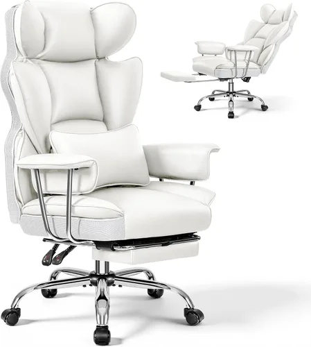 Miniatura 15 de ALLGOD Silla de oficina cómoda, silla ejecutiva grande y alta, silla ancha ergonómica de respaldo alto con reposapiés, silla de escritorio Negro