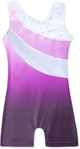 Malla para gimnasia de una pieza, con listones de colores, sin mangas, para niñas