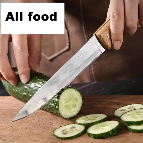 Miniatura 3 de Cuchillo de pelar frutas y verduras de corte de carne cuchillo de cocina de acero inoxidable hoja ultra afilada mango ergonómico de madera
