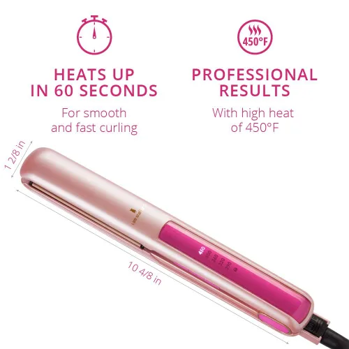 Miniatura 3 de Lee Stafford Plancha profesional para el cabello, plancha plana de cerámica Coco LoCo, control de temperatura variable, placas flotantes, color rosa
