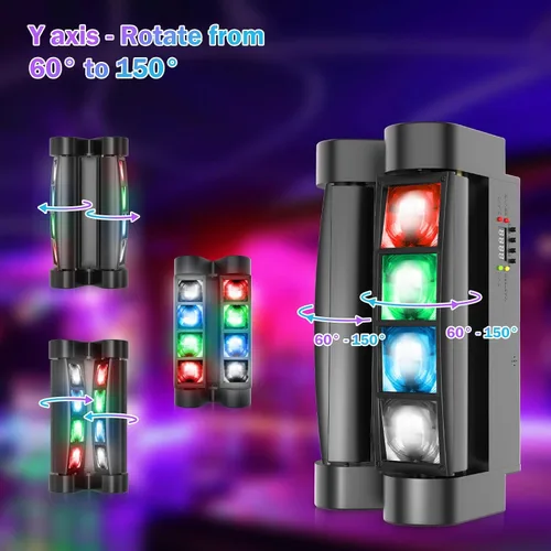 Miniatura 9 de BETOPPER Luz de escenario, luz de DJ de cabeza móvil para fiestas, luz LED de araña RGBW de 8 x 3 W, activada por sonido y control DMX-512