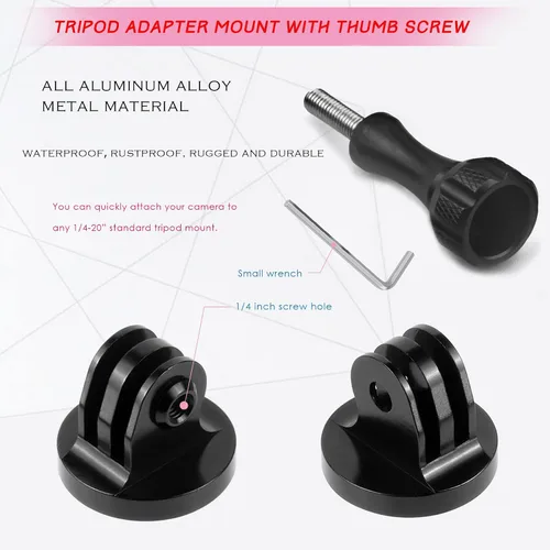 Miniatura 3 de Niewalda Adaptador de montaje de trípode de aluminio, soporte de adaptador de trípode, compatible con cámaras de acción GoPro Hero 9, 8, 7, 6, 5, 4
