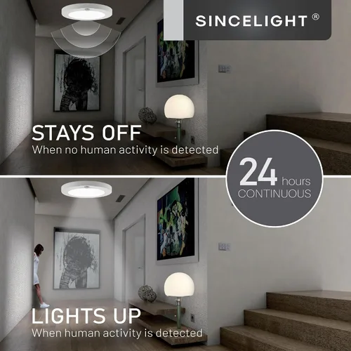 Miniatura 3 de SINCELIGHT PIR - Lámpara de techo LED con sensor de movimiento de 7 W (Φ6 pulgadas/5.748 in), encendido/apagado automático, activación por Blanco