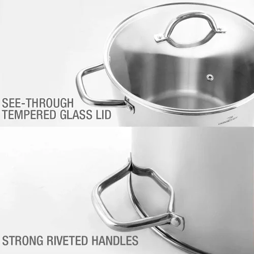 Miniatura 6 de HOMICHEF Olla de Caldo de 8 Cuartos con Tapa de Acero Inoxidable Sin Níquel - Olla de Caldo Pulida como Espejo de 8 QT con Tapa - UTENSILIOS DE