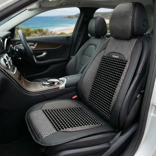 Fundas de asiento con cuentas para automóviles, transpirables con masaje, antisudor y soporte de espalda. Fundas de asiento de madera con cuentas