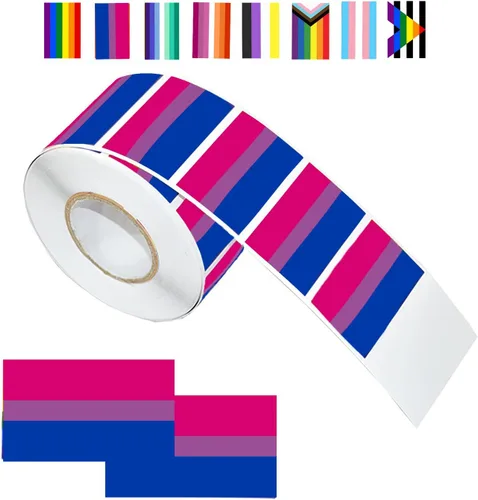 Miniatura 6 de LGBTQ - Calcomanías de orgullo, rectangulares de seis colores, arco iris, calcomanías autoadhesivas impermeables para desfiles y eventos
