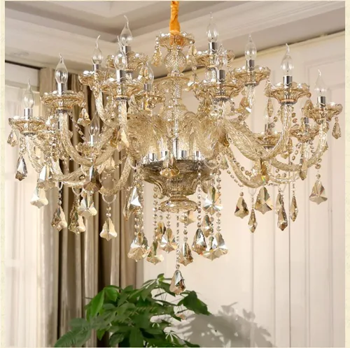 Miniatura 8 de Moderna lámpara de araña de cristal K9 Cognac de 6 luces, base de vela E12, lámpara colgante de cristal, elegante lámpara de techo de cristal