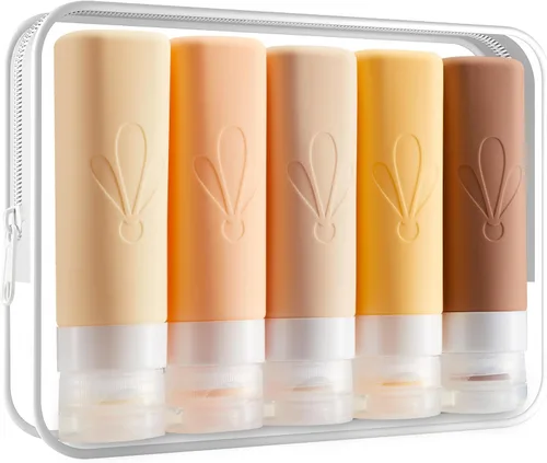 INSFIT Botellas de viaje para artículos de tocador, artículos de aseo de tamaño de viaje de 3 onzas aprobadas por la TSA, sin BPA, tubos de silicona