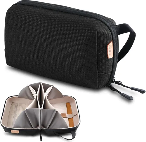 Miniatura 16 de simtoper Estuche organizador electrónico de viaje, bolsa impermeable para cables, cargador, disco duro, banco de energía, pequeño almacenamiento Gris