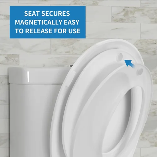 Miniatura 4 de Hibbent Asiento de inodoro de entrenamiento para ir al baño, asiento magnético integrado, tapa con cubierta ovalada, nunca se afloja y cierra
