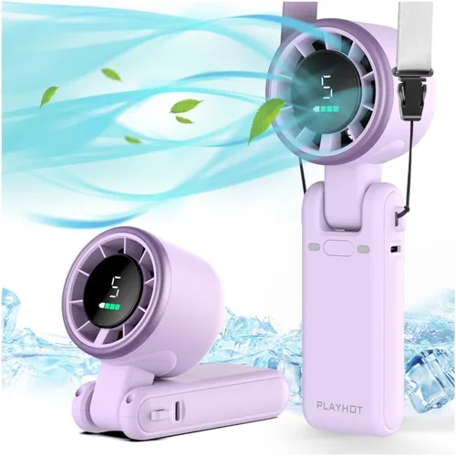 Miniatura 12 de PlayHot Ventilador turbo portátil de mano, de 5 velocidades, funciona con pilas, hasta 12 horas de batería, de mano 3 en 1, con refrigeración Air