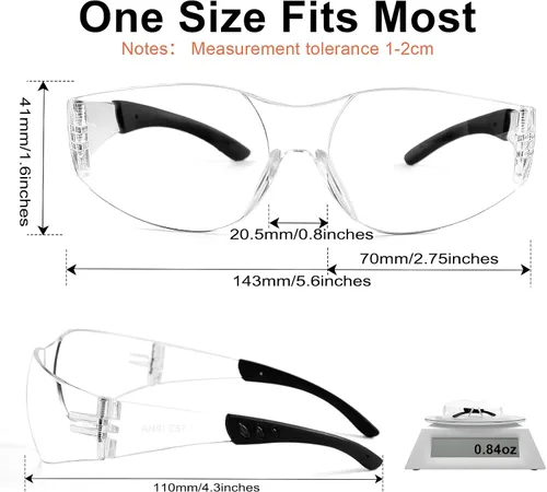 Miniatura 7 de Gafas de seguridad ANSI Z87.1 transparentes, paquete de 120, gafas de seguridad para hombres y mujeres, gafas de protección resistentes a arañazos e