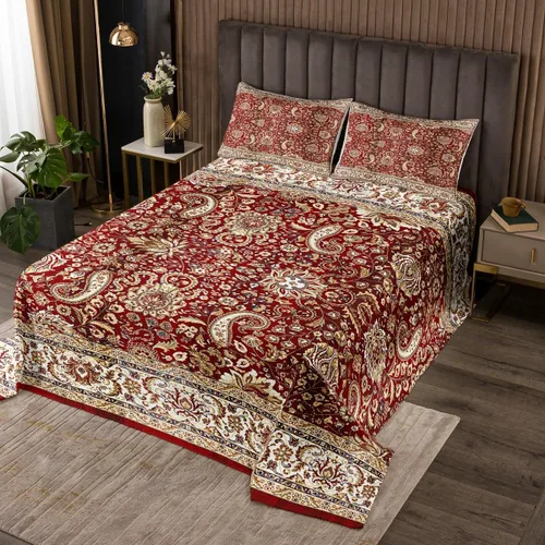 Miniatura 12 de Erosebridal Colcha King, Colcha Exótica Bohemia, Cobertor de Encaje Bohemio Tribal Floral Rojo Amarillo Azul Degradado Retro, Acolchado Egipcio