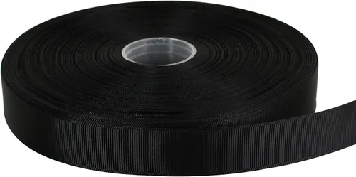 TONIFUL Cinta de grogrén de 1 pulgada, rollo de cinta de grogrén sólido negro para envolver regalos, accesorios para el cabello, coser, lazos