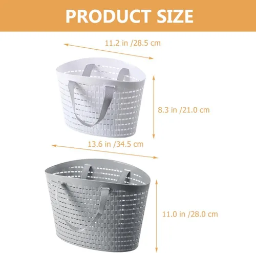 Miniatura 6 de Cesta de almacenamiento de plástico portátil con asa y caja organizadora para baño, despensa, cocina, dormitorio universitario, garaje, cesta