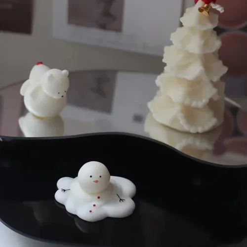 Miniatura 5 de Molde de silicona TOPYS para hacer velas con diseño de muñeco de nieve abstracto y adorable, decoración de fiesta de Navidad, forma de vela de epoxi