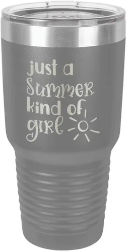 Miniatura 17 de JUST A SUMMER KIND OF GIRL Vaso de 30 oz con pajita y tapa superior deslizante Taza de viaje de acero inoxidable Comparar con Yeti Rambler