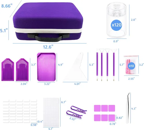 Miniatura 3 de Contenedores de almacenamiento de pintura de diamantes, 120 ranuras para accesorios de pintura de diamantes y herramientas para estuche organizador