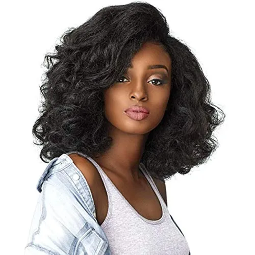 Sensationnel Curls Kinksandco Media peluca - Tapa con cordón de tejido instantáneo para texturas de cabello natural de 3C a 4C (1B OFFBLACK)