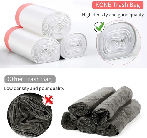 Miniatura 4 de KONE - Bolsas de basura pequeñas, 192 unidades, 4 galones, con cordón, extragruesas, bolsas de basura de plástico para baño, dormitorio, oficina