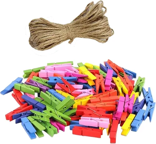 Miniatura 8 de 100 pinzas pequeñas de madera negras resistentes para ropa seca en tendedero, clips para bolsas, manualidades, fotos, hogar, escuela, manualidades