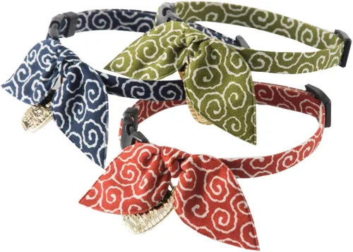 Miniatura 7 de Necoichi Collar de gato ninja (verde) con campana de seguridad, suave y ligero para gatos, gatito, patrón elegante japonés, vendedor número 1