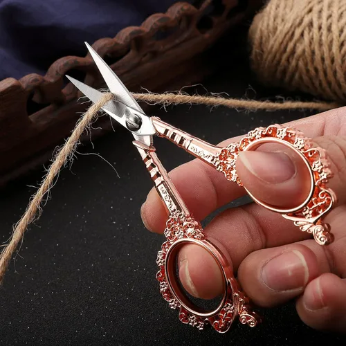Miniatura 8 de Tijeras de costura, tijeras de bordado, tijeras de ganchillo de oro rosa de 4.5 pulgadas con funda para manualidades, punto de cruz, costura, obras