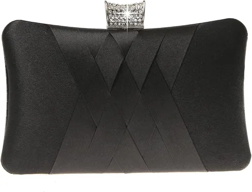 DA BODAN Bolso de mano Jane de satén con diamantes de imitación para mujer, para noche, novia, graduación, fiesta, bolso cruzado con cadena