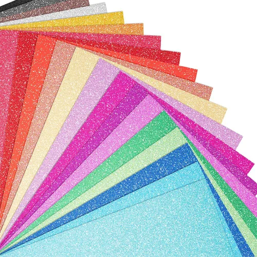 40 hojas de cartulina con purpurina de 20 colores, cartulina de papel BetyBedy Cricut, purpurina brillante sin desprendimiento, papel A5 con