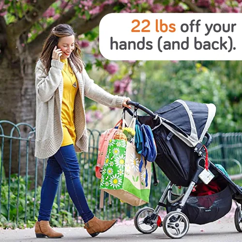 Miniatura 4 de Baby Uma Ganchos de cochecito para bolsas (paquete de 2) – Clips y ganchos universales para cochecito, antideslizantes con apertura con una sola