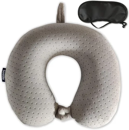 Miniatura 14 de Almohada de viaje de cuello en espuma viscoelástica de terciopelo naranja Gosider para avión, coche, tren