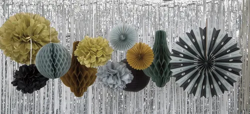Miniatura 3 de Mini decoración de papel de hojaldre negro (3 unidades) – Material llamativo y de alta calidad – Perfecto para eventos y decoración de fiestas