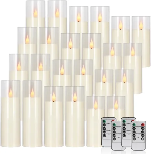 Miniatura 11 de fclayvts Paquete de 24 velas LED sin llama con control remoto, velas eléctricas parpadeantes, velas temporizadoras, llama 3D, para Halloween