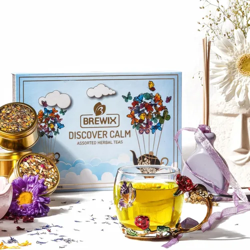 Miniatura 8 de BREWIX, Descubre Calma Caja de Regalo de Té de Hierbas Premium para Navidad (100g/50+ Tazas) Juego de Regalo de Té para Amantes del Té 6 Tés