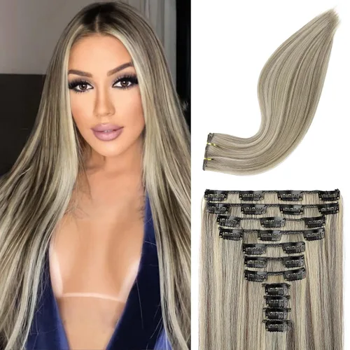 Miniatura 31 de REECHO Extensiones de cabello, 11 piezas de extensiones de cabello con clip de 24 pulgadas de largo, lacio, HE005, extensiones sintéticas naturales