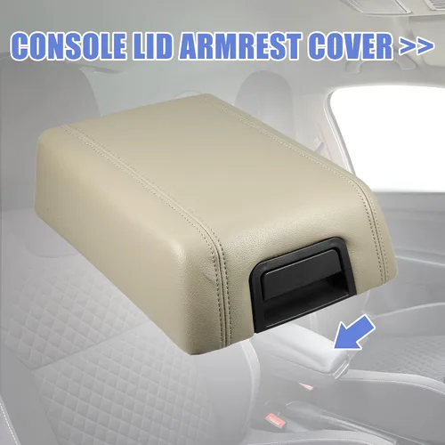 Miniatura 3 de X AUTOHAUX Tapa de consola central de automóvil, funda de asiento para Ford F-150 2004-2008, funda para reposabrazos de piel sintética, color beige