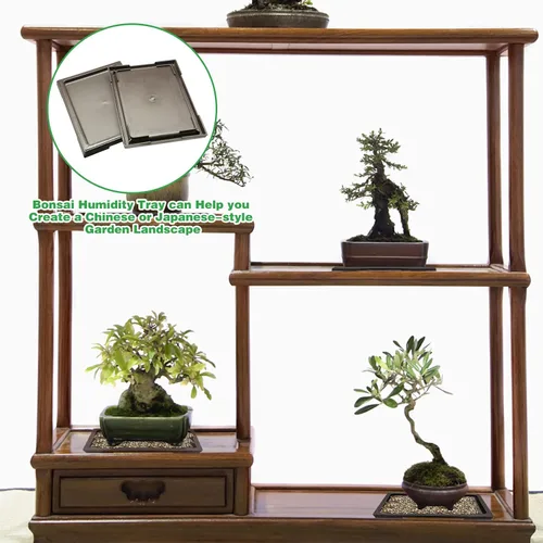 Miniatura 5 de 2 macetas de bonsái para goteo de humedad, bandeja cuadrada de drenaje para árboles bonsái de cactus, accesorios (negro)