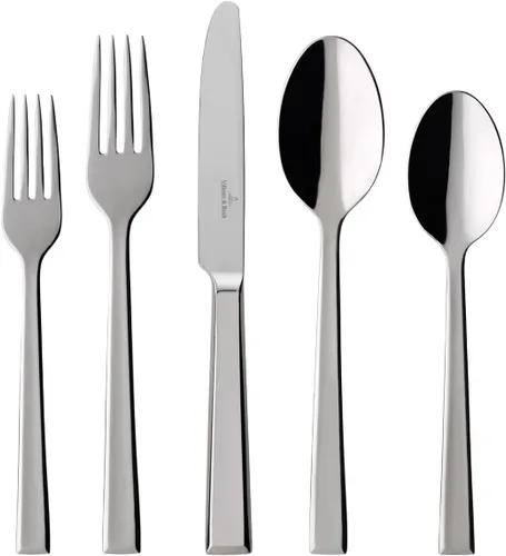 Villeroy & Boch Victor - Juego de cubiertos de 60 piezas, servicio completo para 12, viene con contenedor de almacenamiento, hecho de acero