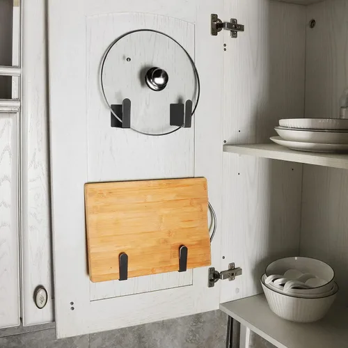 Miniatura 5 de Soporte para tapa de olla de acero inoxidable montado en la pared 3M, autoadhesivo, también para soporte de báscula de baño y tabla de cortar
