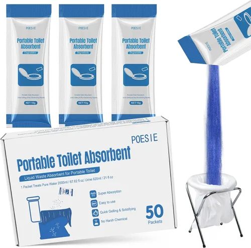Miniatura 9 de Poesie Polvo de Gel Absorbente Poo para Inodoro Portátil Camping Senderismo Exterior Resolución de Orinal Portátil