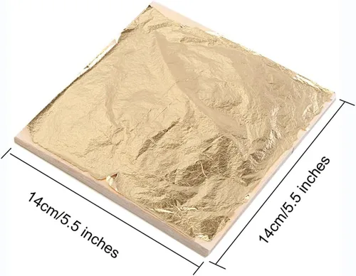 Miniatura 2 de 100 hojas de imitación de oro para arte, decoración de manualidades, manualidades doradas, marcos, 5.5 x 5.5 pulgadas