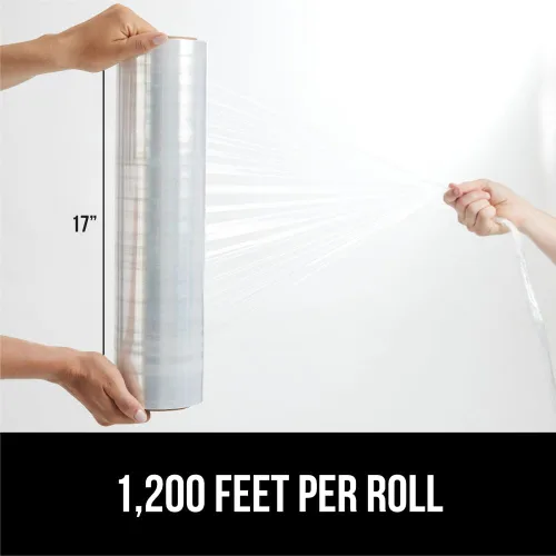Miniatura 6 de GORILLA GRIP Film extensible 500% de plástico resistente, paquete de 2 rollos de envoltura retráctil de 1200 pies de 17 pulgadas, resistente a