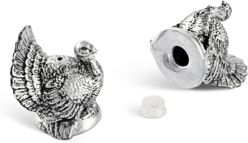 Miniatura 4 de Arthur Court Salero y pimentero de pavo de metal de aluminio de 2.25 pulgadas de alto, perfecto para tu mesa de Acción de Gracias