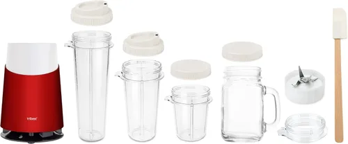 Miniatura 6 de Tribest Mason Jar Ready - Licuadora personal 2 con tarro de masón, color rojo