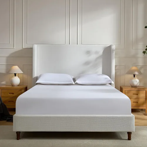 Miniatura 15 de Base de cama tapizada tamaño Queen, cabecera acolchada de 54" con respaldo geométrico, plataforma tapizada para dormitorio de niños, adolescentes