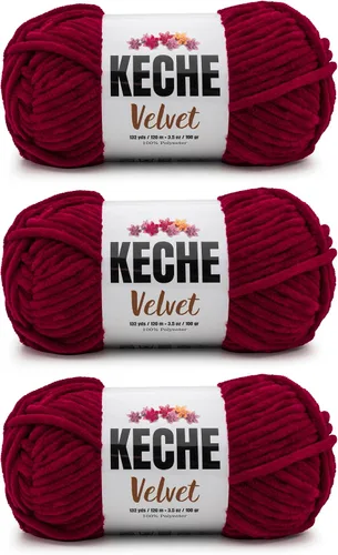 Miniatura 139 de Keche Hilo de terciopelo para ganchillo, manta de felpilla suave, voluminosa, hilo amigurumi, 3.53 oz (132 yardas), color azul bebé
